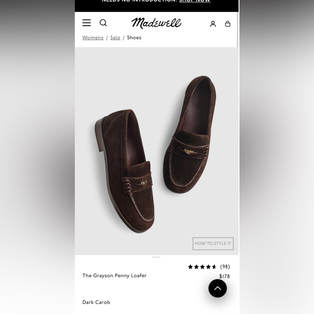 Madewell The Grayson Penny Loafer -Dark Brown Suede Penny Loafers